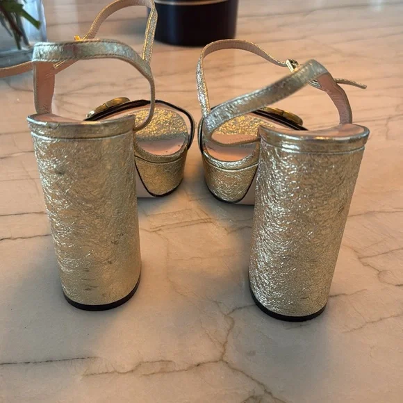 Gucci Metallic Textured Marmont Platform Heel 
Size 40 - Picture 4 of 5
